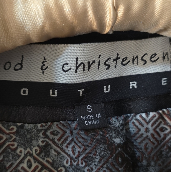 Bod & Christensen Elegant Women's Black Leather Coat Size S-M PtP 18" - Picture 9 of 10